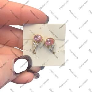 Avon “Paatel Facets” Pink Crystal clip Earrings with Rhinestone Accents NIB